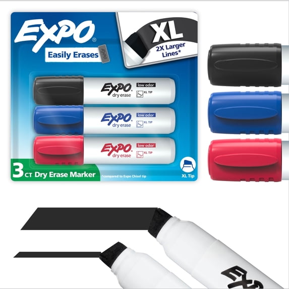 EXPO Dry Erase Markers, XL Tip, Assorted, 3 Count