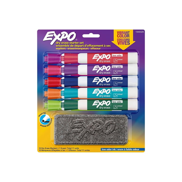 EXPO Low Odor Dry Erase Marker Set, Ultra Fine Tip, Assorted Colors, 5 Count...