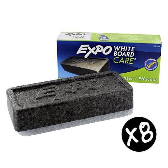 EXPO 81505 Block Eraser Dry Erase Whiteboard Board Eraser, Soft Pile, 5 1/8 W x 1 1/4 H - Pack of 8