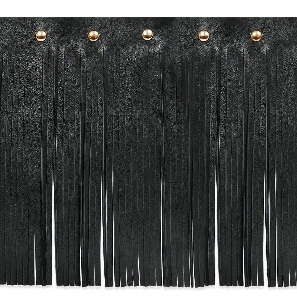 Expo Int'l 5 Faux Leather Fringe w/ Studded Header by The Yard, Black