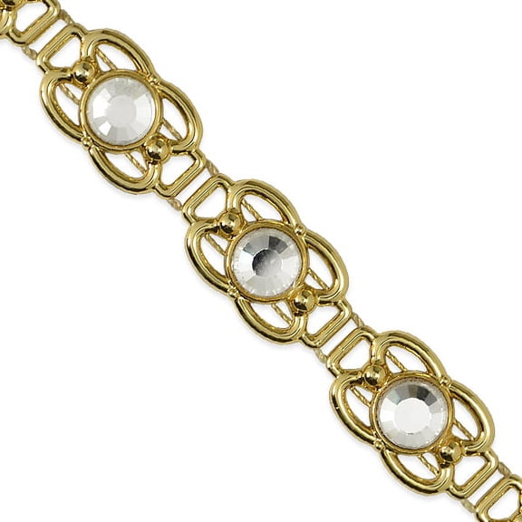 Expo Int'L 5 Yards Of 5/8" Fancy Flower Plated Trim W/Acrylic Stones