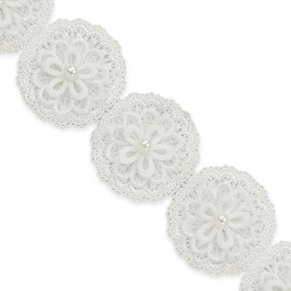 Expo Int'l 10 Yards of Owen Crochet 3 D Flower trim