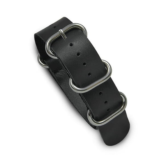 Expo Int'l 20mm Military MoD Leather Watch Strap - Black