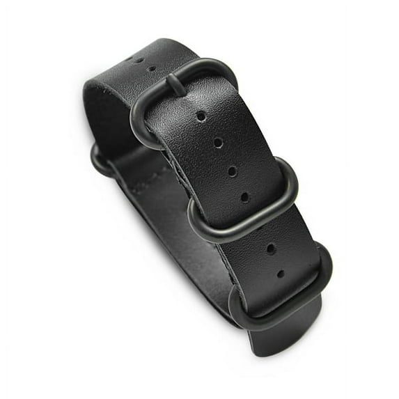 Expo Int'l 20mm Military MoD Leather Watch Strap PVD - Black
