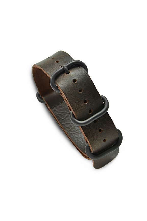 Expo Int'l 20mm Military MoD Vintage Distressed Leather Watch Strap PVD - Brown