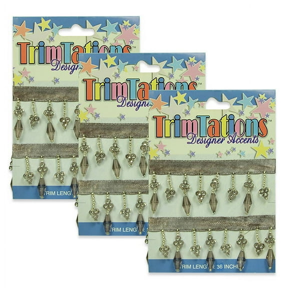 Expo Int'l 3 Yards of Faux Rhinestone Flower Fringe Trim 3 Packs of 1yd