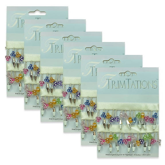 Expo Int'l 6 Yards of Faux Rhinestone Flower Fringe Trim 6 Packs of 1yd