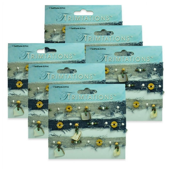Expo Int'l 6 Yards of Shells-n-Buttons Denim Trim 6 Packs of 1 Yard