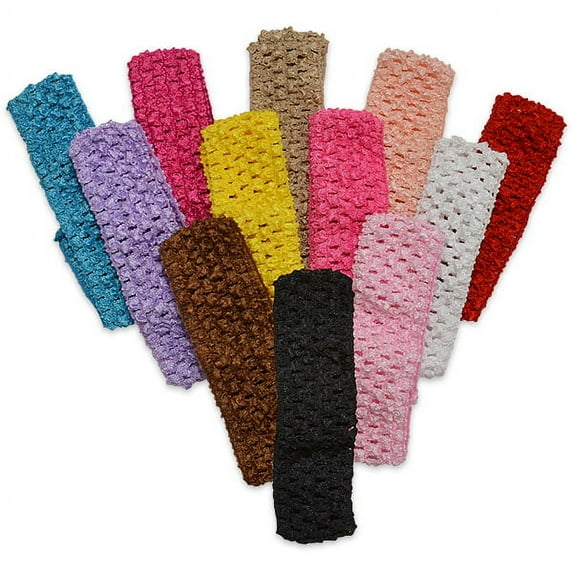 Case of 144 Crochet Stretch Headband Assorted Colors 12 Packs of 12