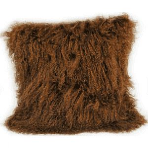 Expo Int'l Mongolian Sheep Fur Throw Pillow 16 inchx16 inch, Brown