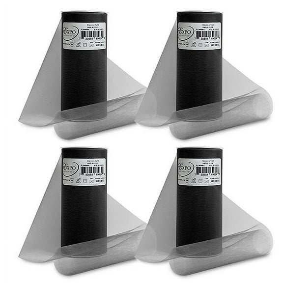 Expo Int'l Pack of 4 Premium Matte Tulle Spool of 6-inch X 25 Yards