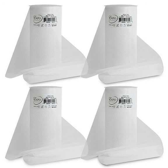 Expo Int'l Pack of 4 Premium Shiny Tulle Spools of 6 Inch X 25 Yards