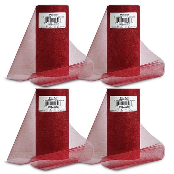 Expo Int'l Pack of 4 Premium Shiny Tulle Spools of 6 Inch X 25 Yardss