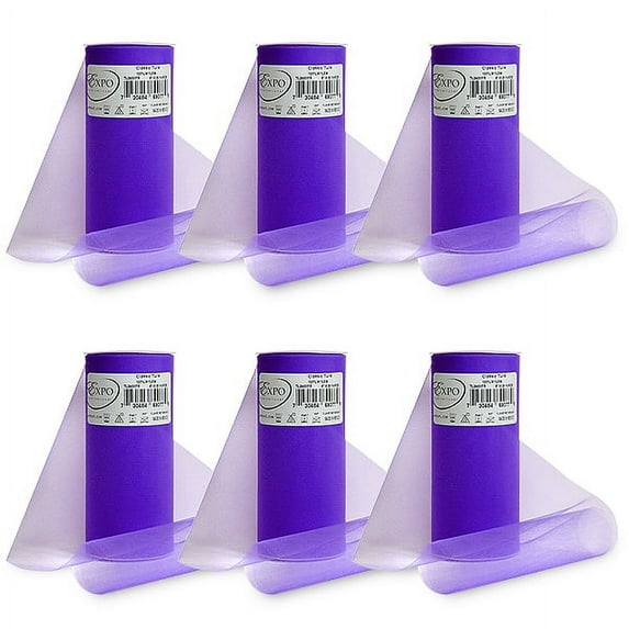 Expo Int'l Pack of 6 Premium Matte Tulle Spool of 6-inch X 25 Yards