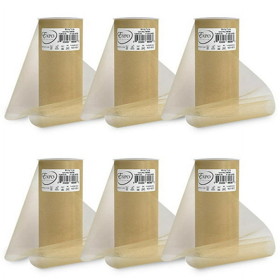 Expo Int'l Pack of 6 Premium Shiny Tulle Spools of 6 Inch X 25 Yards