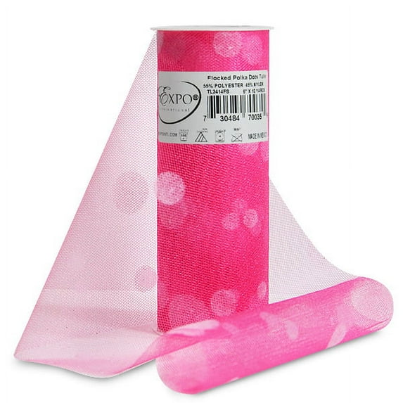 Expo Int'l Polka Dot Flocked 6" Tulle Spool of 10 Yards