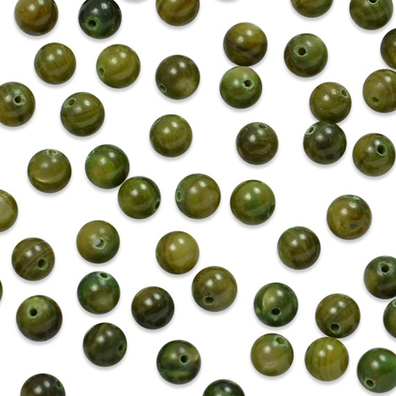 Sea Shell 5mm Round Beads on a 16" Strand (about 72-78 beads) | Olive