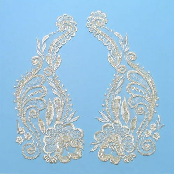 Expo Int'l Vintage Long Stem Rose Lace Applique/Patch 2 Pack 11" x 5"