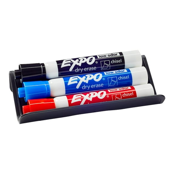EXPO Dry-Erase Markers Shelf, Mounting, w/Eraser, 3 AST Markers - SAN1781785