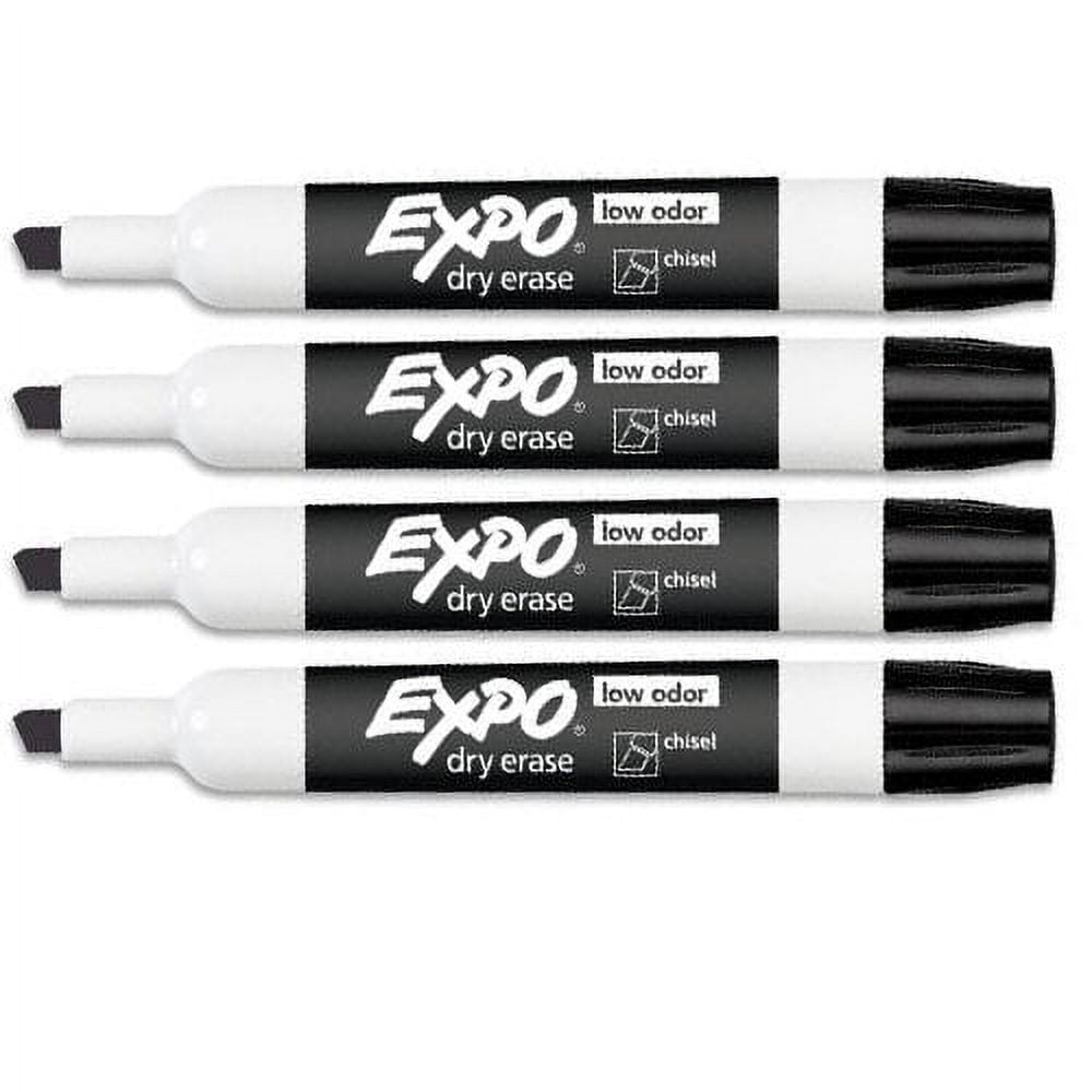 Expo Low Odor Chisel Tip Dry Erase Markers, Black, 4 Markers Per Order