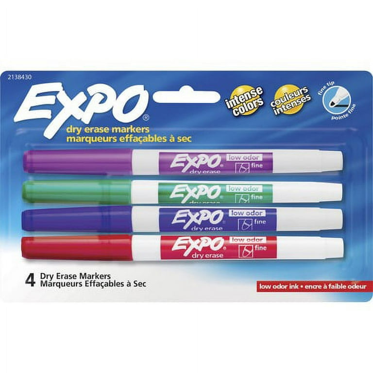 Expo Low-Odor Dry Erase Fine Tip Markers - Fine Marker Point - Assorted Alcohol Based Ink - 4 / Pack Expo Low-Odor Dry Erase Fine Tip Markers - Fine Marker Point - Assorted Alcohol Based Ink - 4 / Pack