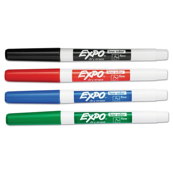 Expo® Low Odor Dry Erase Marker, Fine Point, Assorted, 4 Count