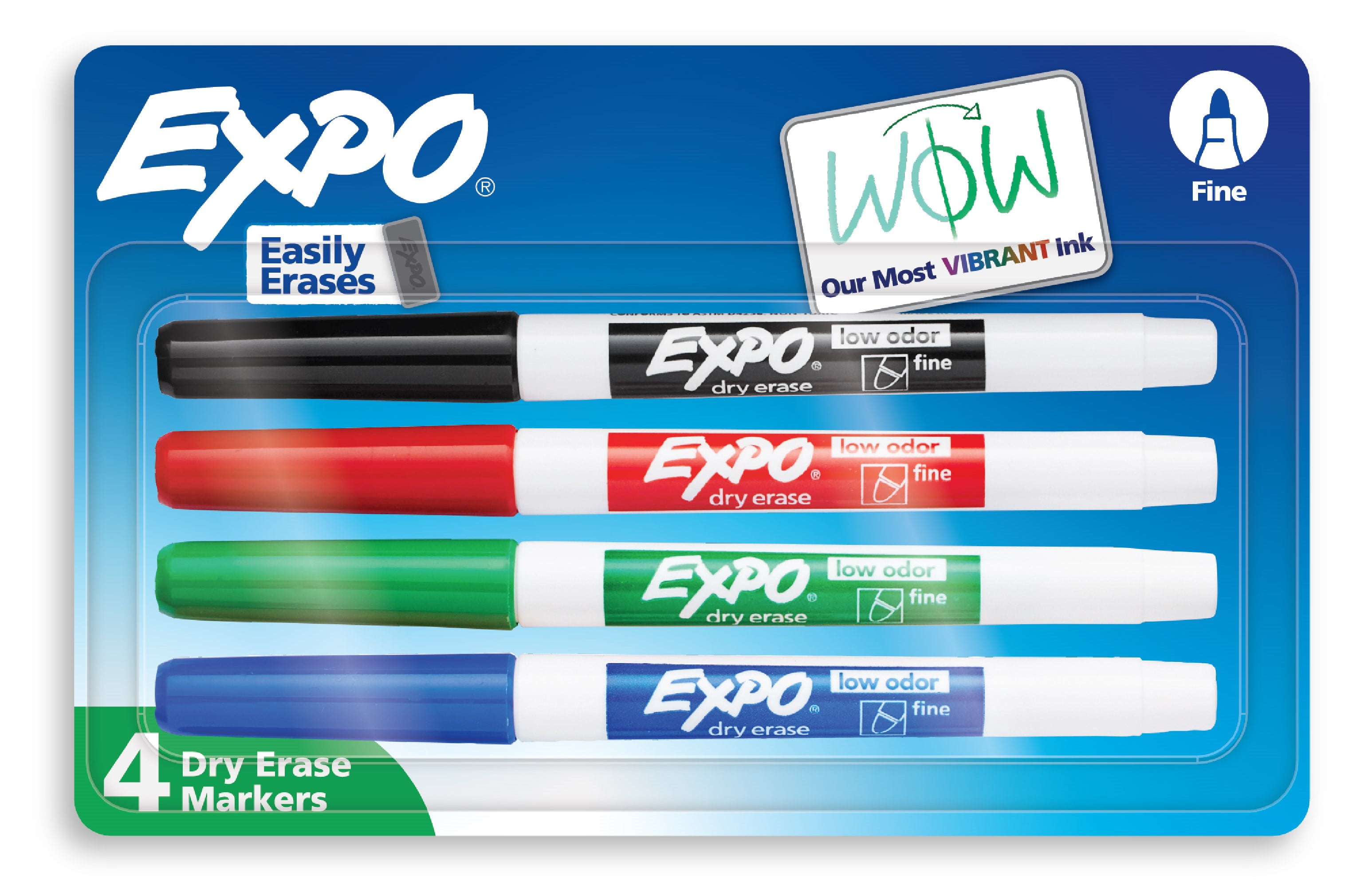 Expo Low-Odor Dry-erase Markers - Fine Marker Point - Assorted - 4 / Set Expo Low-Odor Dry-erase Markers - Fine Marker Point - Assorted - 4 / Set