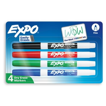 EXPO Dry Erase Markers, Fine Tip, Assorted Colors, 4 Count