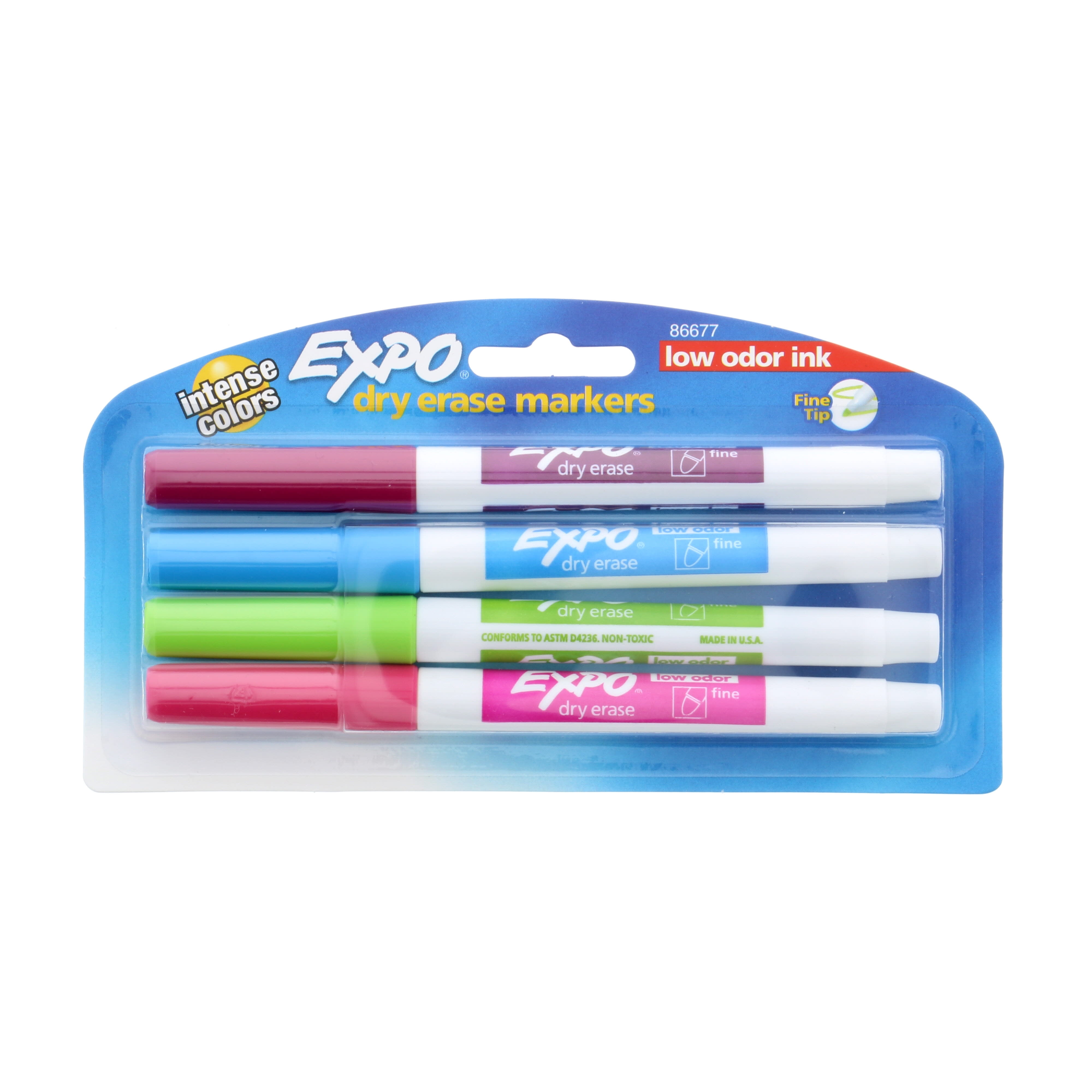Low-Odor Dry-Erase Marker, Extra-Fine Bullet Tip, Assorted Colors, 4/Pack -  myEliteProducts