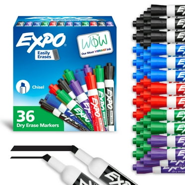 EXPO Dry Erase Markers, Chisel Tip, Assorted Colors, 36 Count