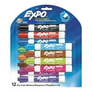 Expo Low Odor Dry Erase Markers, Chisel Tip, Assorted Colors, 12 Count