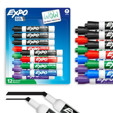 EXPO Dry Erase Markers, Chisel Tip, Assorted Colors, 12 Count