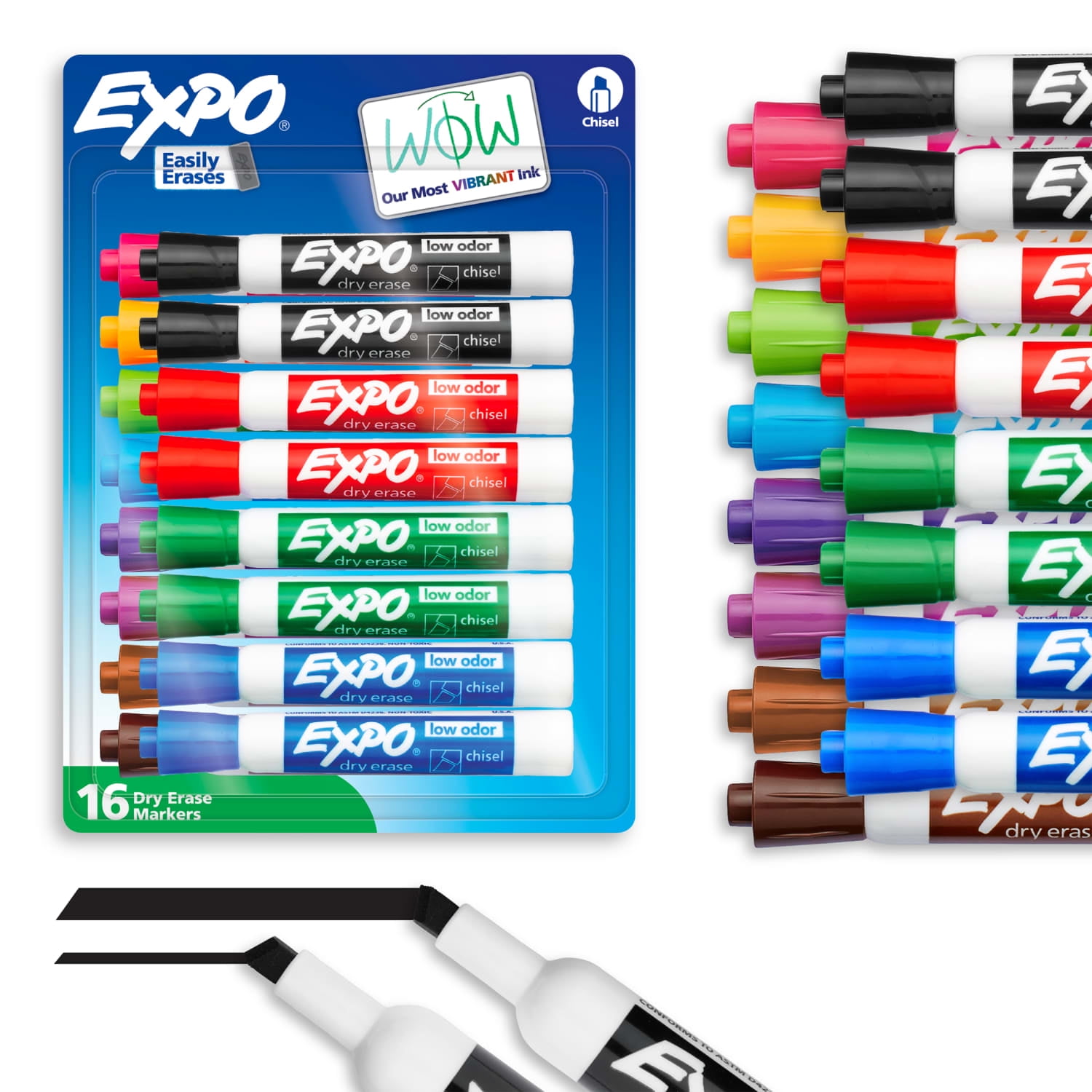 EXPO Dry Erase Markers, Chisel Tip, Assorted Colors, 12 Count