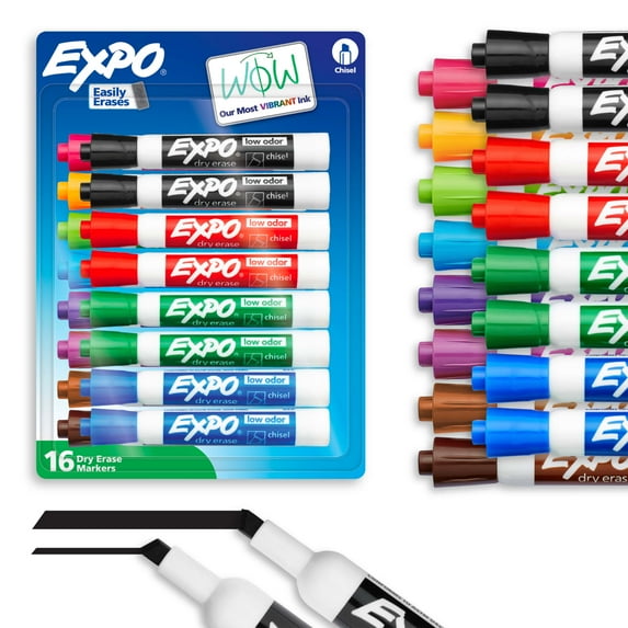 EXPO Dry Erase Markers, Chisel Tip, Assorted Colors, 12 Count