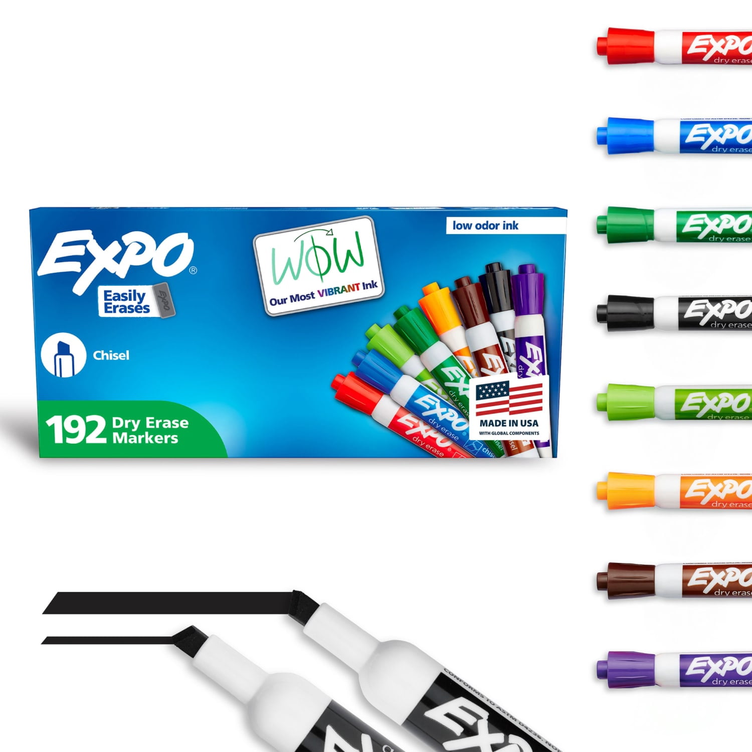 EXPO Dry Erase Markers, Chisel Tip, Assorted Colors, 192 Count