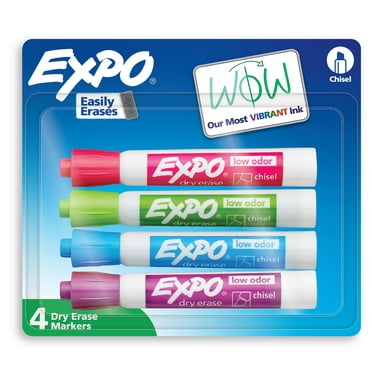 EXPO Dry Erase Markers, Chisel Tip, Assorted Tropical Colors, 4 Count