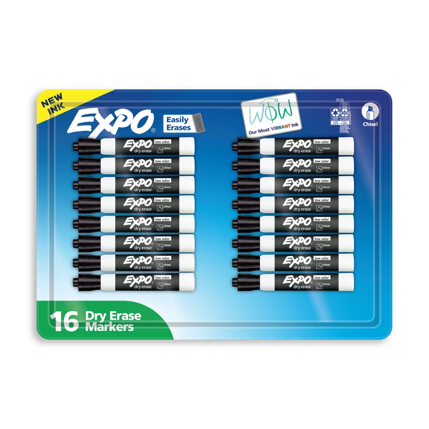 EXPO Dry Erase Markers, Black, Chisel Tip, 16 Count - Walmart.com