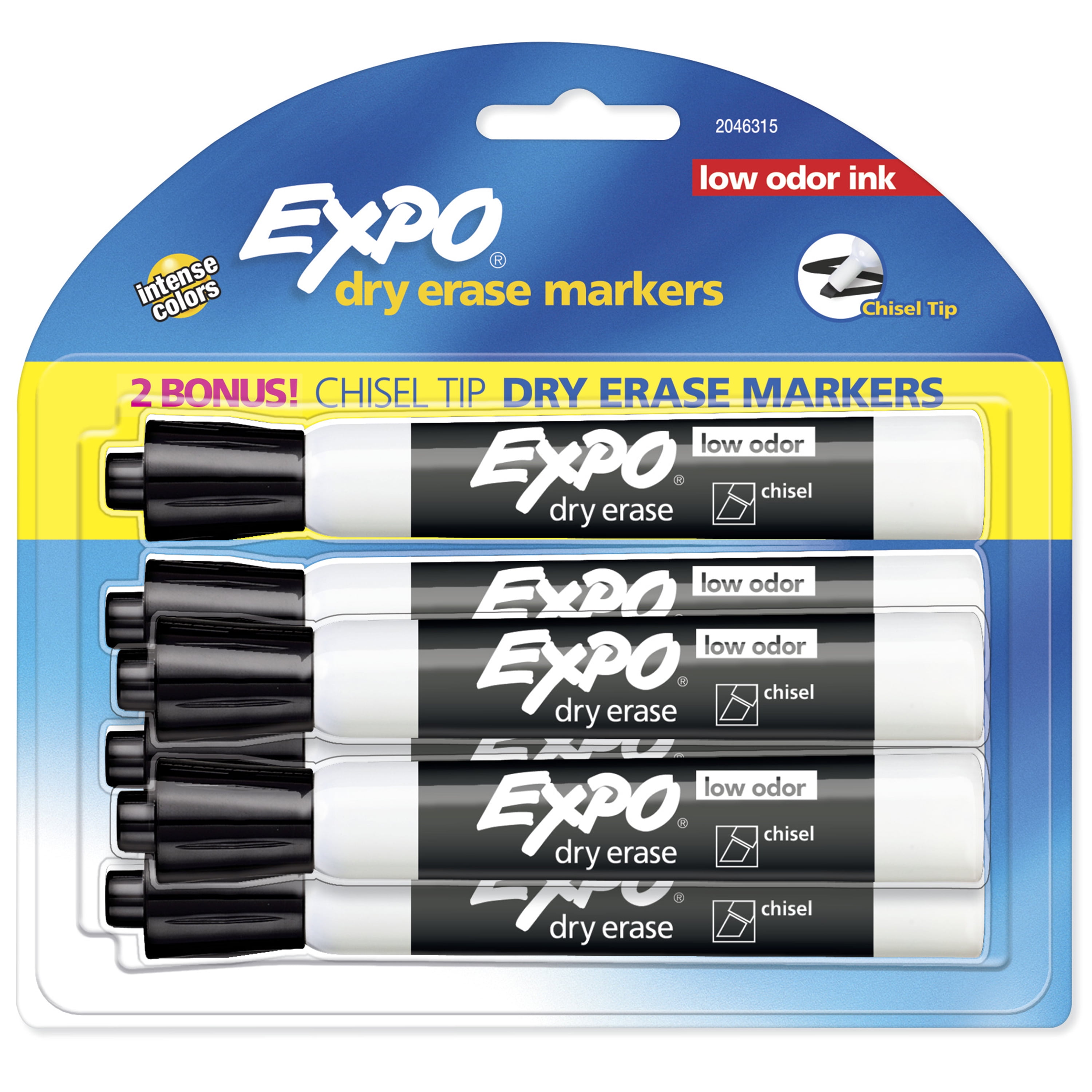  EXPO Black Dry Erase Markers, 8 Count Pack, Chisel Tip  (Low-Odor) : Office Products