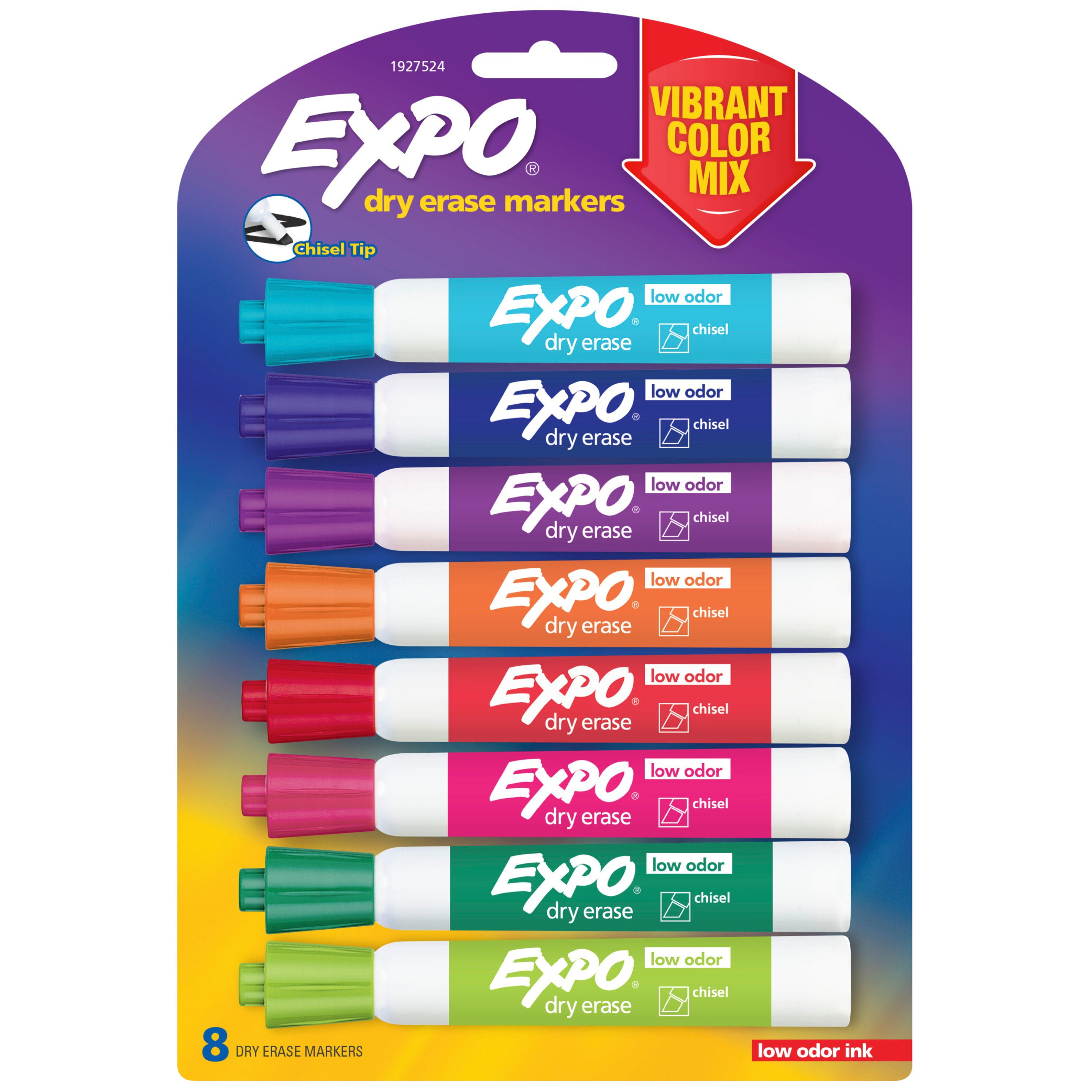 Dry Erase Markers, Chisel Tip, 12 Assorted Colors –