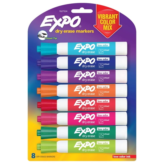 Expo Low Odor Dry Erase Markers, Chisel Tip, Vibrant Colors, 8 Count