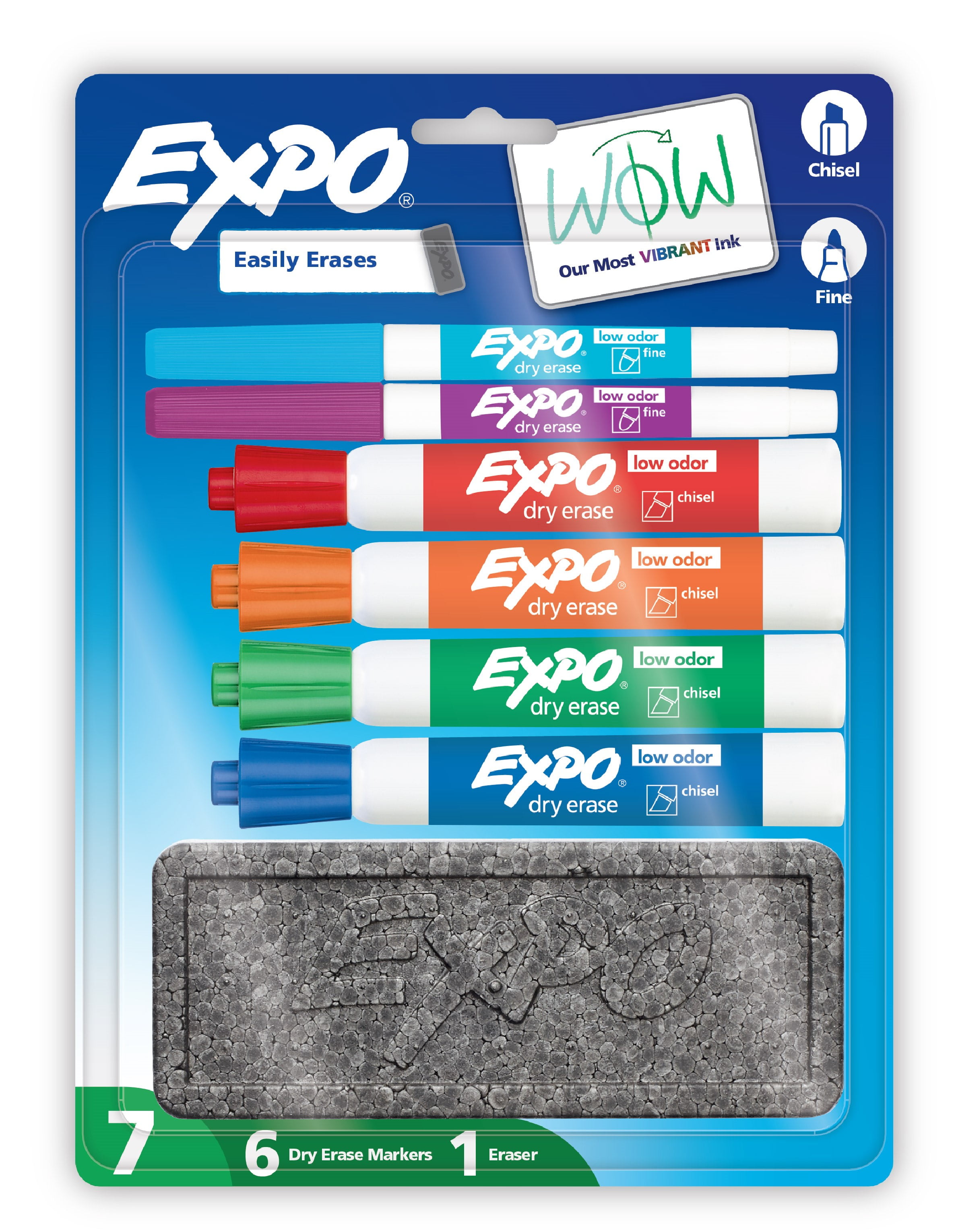 EXPO Dry Erase Markers Kit, Includes Eraser, 7 Count EXPO Dry Erase Markers Kit, Includes Eraser, 7 Count