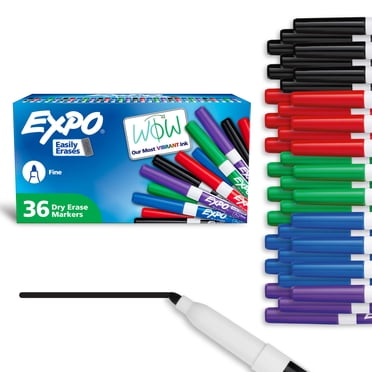 Expo® Low Odor Dry Erase Markers, Fine Tip, Assorted Colors, 36 Count