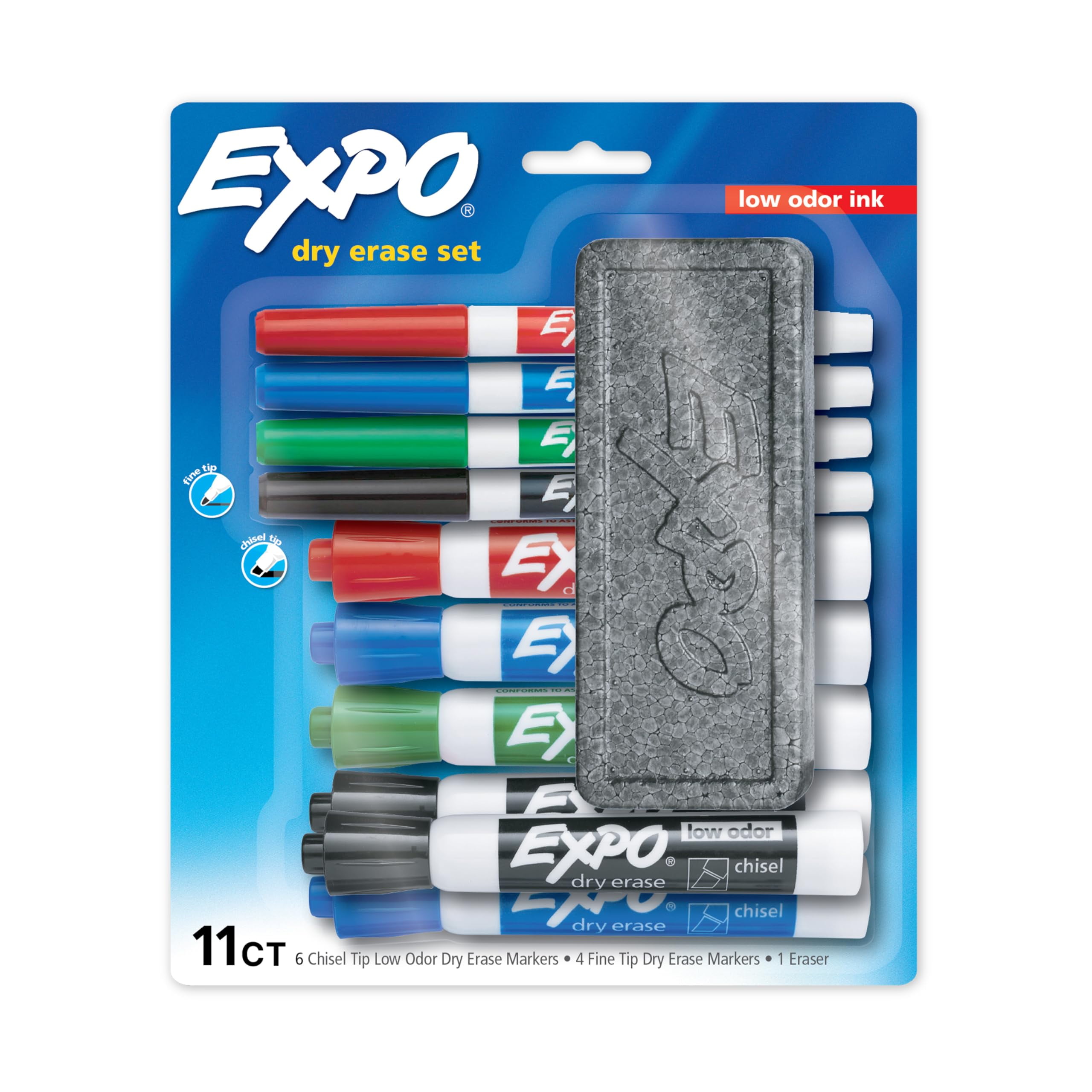Expo Low Odor Assorted Color Dry Erase Marker Set with Eraser