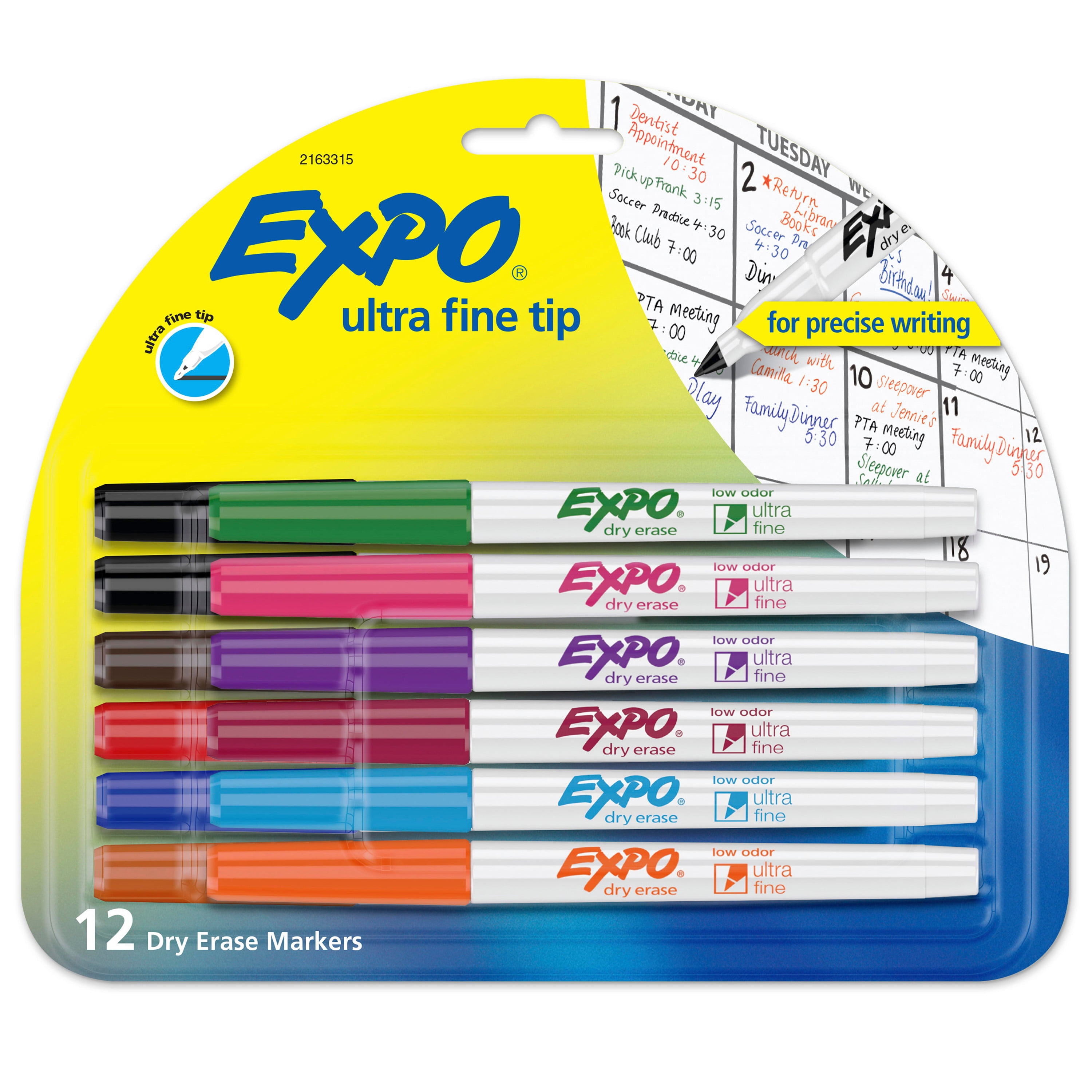 Expo Low Odor Ultra Fine Tip Dry Erase Markers, Assorted Colors - 8 count