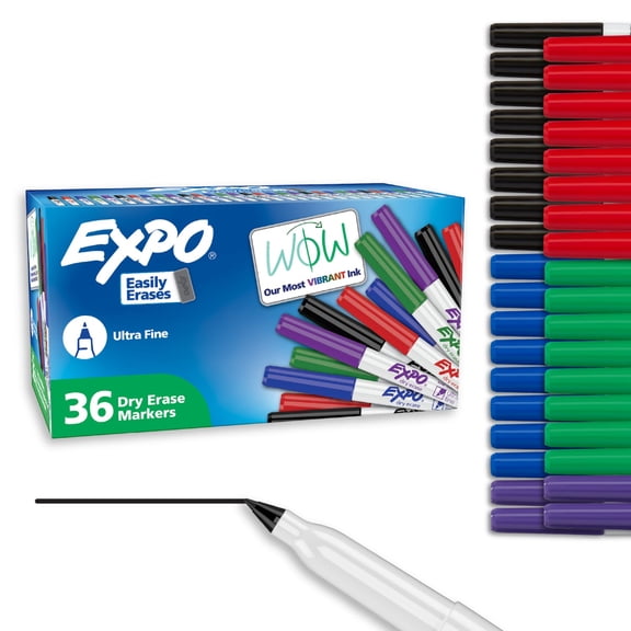 EXPO Dry Erase Markers, Ultra Fine Tip, Assorted Colors, 36 Count