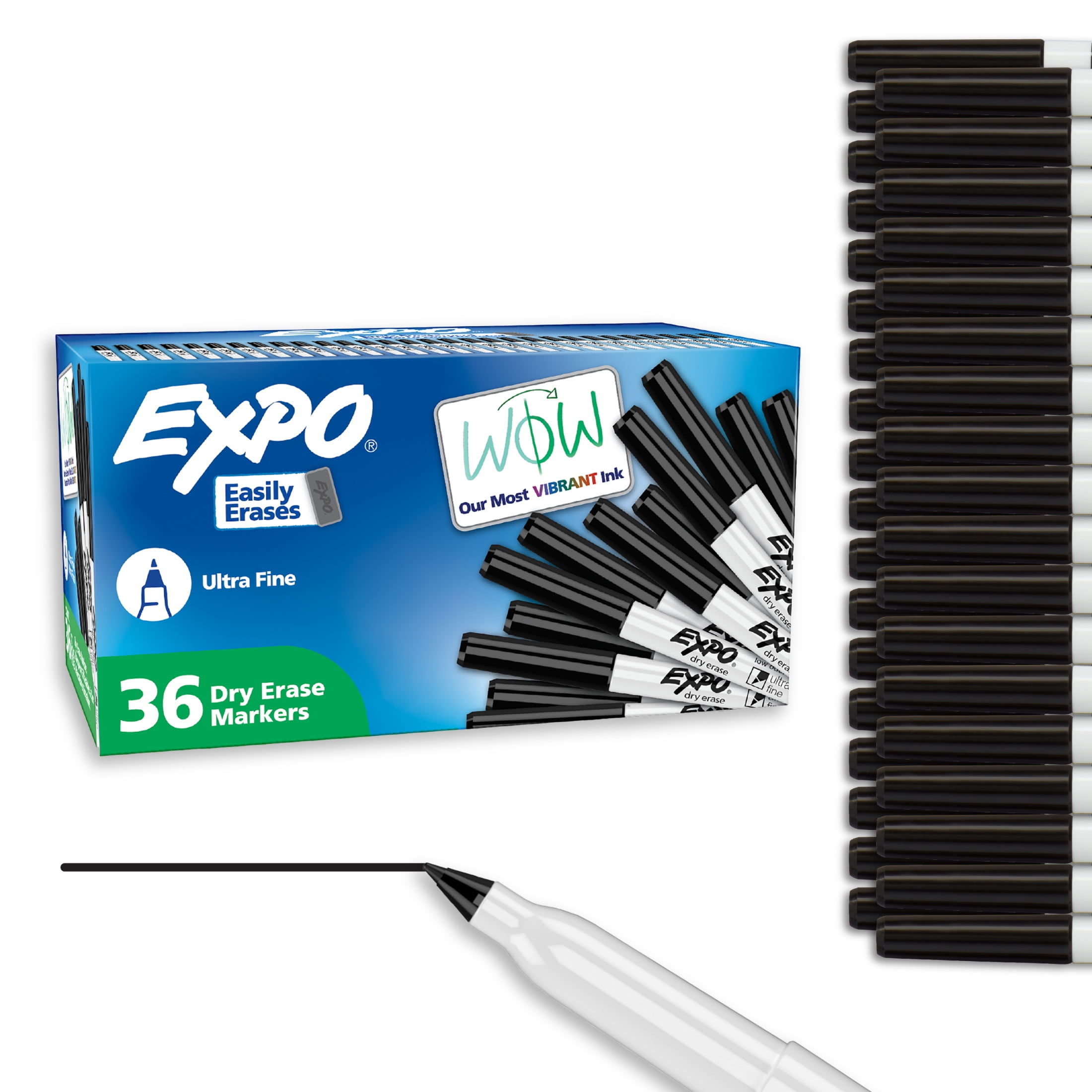 EXPO Dry Erase Markers, Black, Ultra Fine Tip, 36 Count