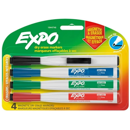 Expo Magnetic Dry Erase Markers, Fine Tip, 4 Count