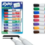 EXPO Magnetic Dry Erase Markers with Eraser, Assorted Colors, Chisel Tip, 8 Count