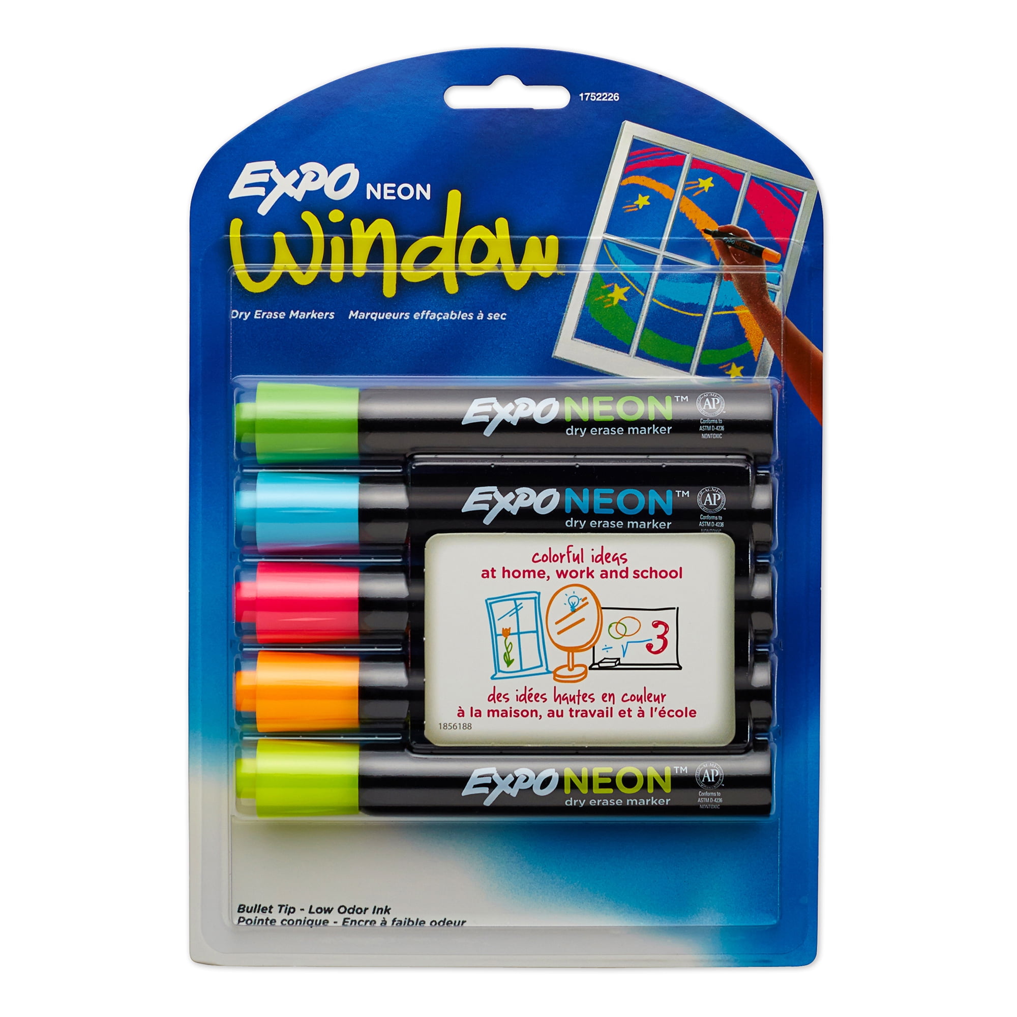 Expo Neon Dry Erase Markers, Bullet Tip, Assorted Colors, 5 Count