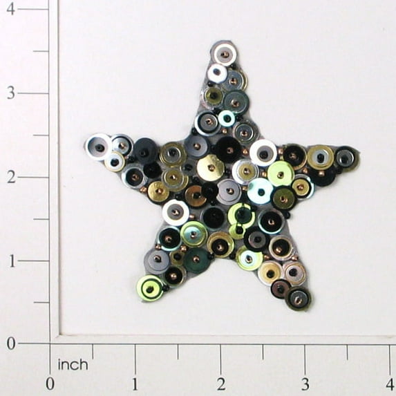 Pack of 2 3 1/4" x 3 1/4" Star Bead and Sequin Applique